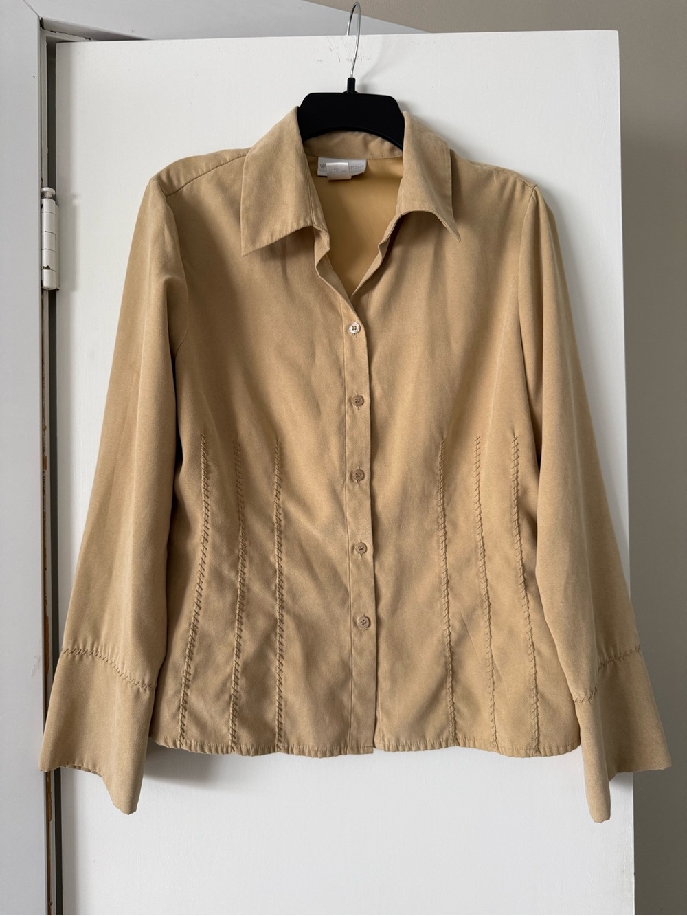 VINTAGE Worthington Light Tan Button-Up Blouse